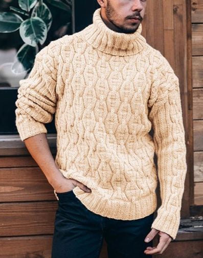 Artisan Hand Knit Turtleneck Sweater for Men 11A | Wool Comfort