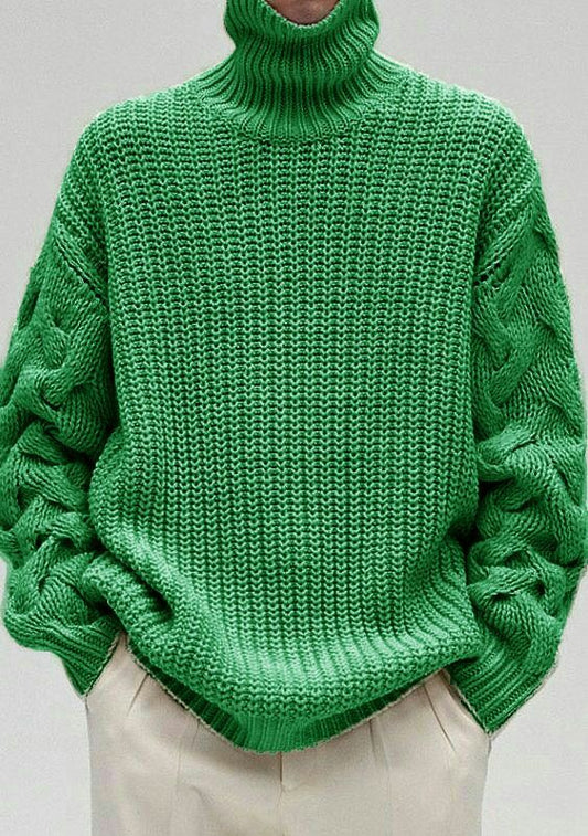 Luxury Hand Knit Turtleneck Sweater for Men 16A  | Premium Wool