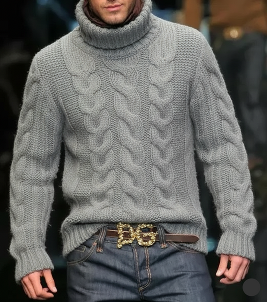 Men’s Hand Knit Wool Turtleneck Sweater 3A | Classic Cold Weather Style