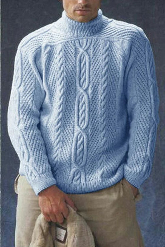 100% Wool Men’s Hand Knitted Turtleneck Pullover 18A | Artisan Crafted