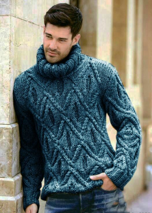 Men’s Hand Knit Wool Turtleneck Sweater 20A | Classic Power Warmth