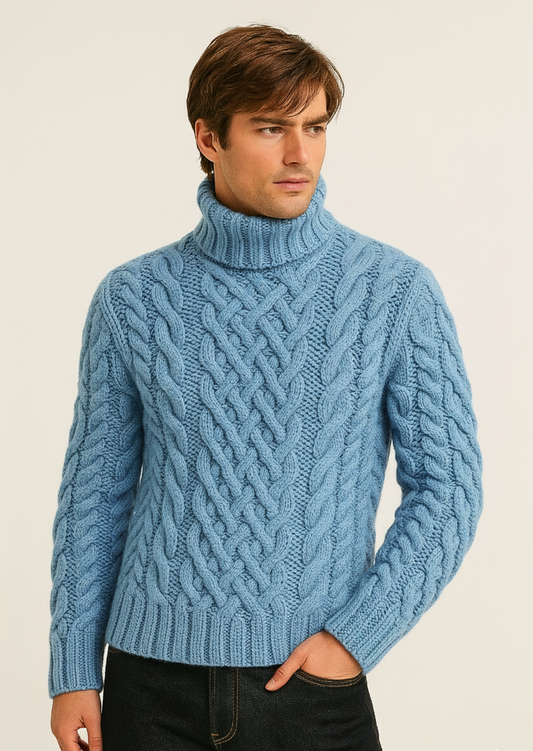 Men’s Cable Hand Knit Turtleneck  32A