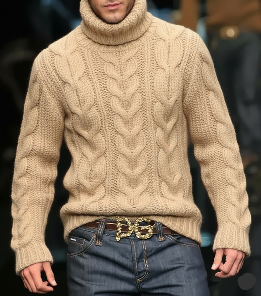 Men’s Hand Knit Turtleneck Sweater 33A — Fine Gauge