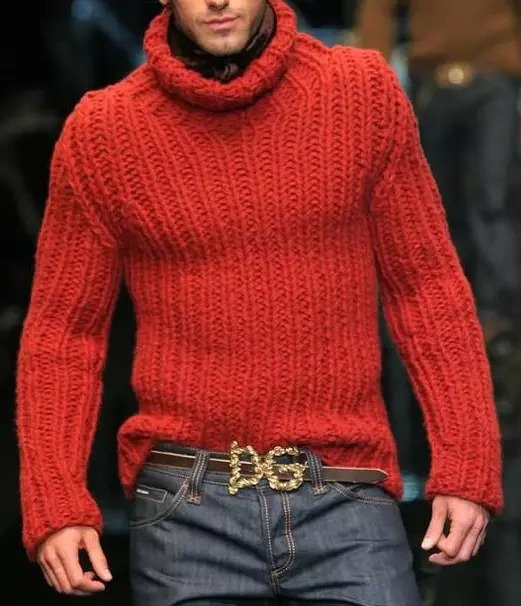 Men’s Hand Knit Wool Turtleneck Sweater 2A | Classic Winter Knit