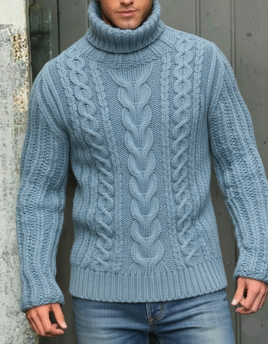 Men’s Hand Knit Turtleneck Sweater 28A | Classic Fisherman Wool
