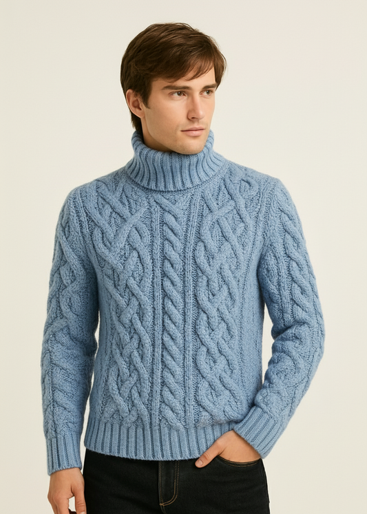 Vintage Style Hand Knit Wool Turtleneck 14A | Men’s Retro Sweater