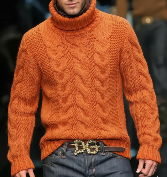 Men’s Slim Fit Hand Knit Turtleneck 31A | Orange