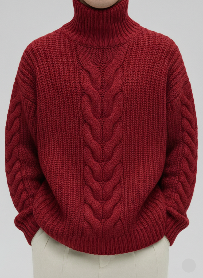 Minimalist Men’s Hand Knit Turtleneck Sweater 9A | Pure Wool