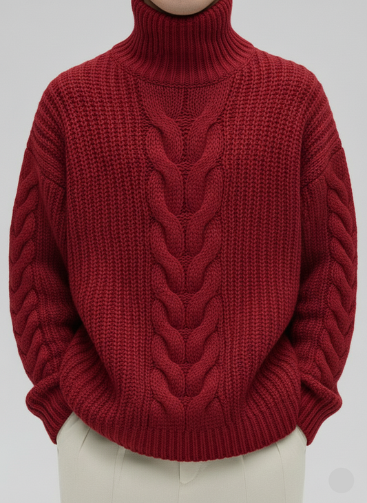 Minimalist Men’s Hand Knit Turtleneck Sweater 9A | Pure Wool
