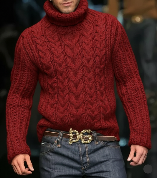Men’s Fisherman Style Wool Turtleneck Sweater 7A | Hand Knit